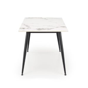 Söögilaud EMILIO 140, valge marmor / must