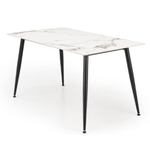 Söögilaud EMILIO 140, valge marmor / must