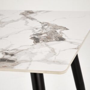 Söögilaud EMILIO 140, valge marmor / must