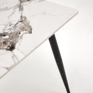 Söögilaud EMILIO 140, valge marmor / must