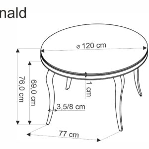 Söögilaud REGNALD 2, must klaas