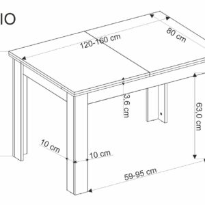Pikendatav Söögilaud BAGRON, artisan tamm / must