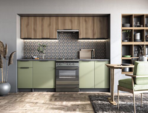 KSENIA 240 köögikomplekt, värv: esipaneel - hele pähkel / pistaatsia, korpus – antriit, tööpind – hall