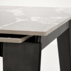 Pikendatav söögilaud FELIKS, hall marmor / must