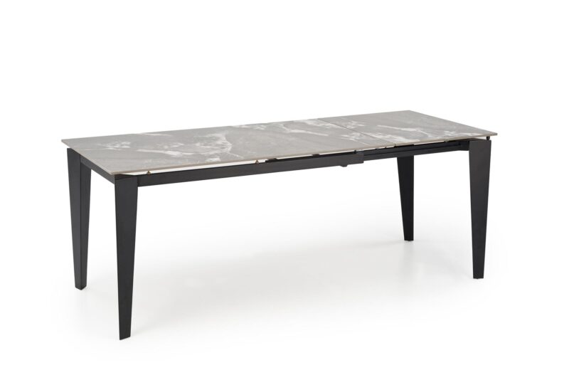 Pikendatav söögilaud FELIKS, hall marmor / must