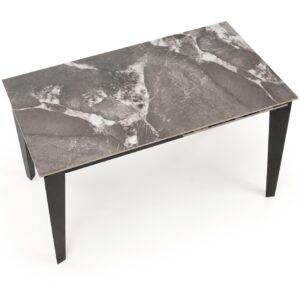 Pikendatav söögilaud FELIKS, hall marmor / must