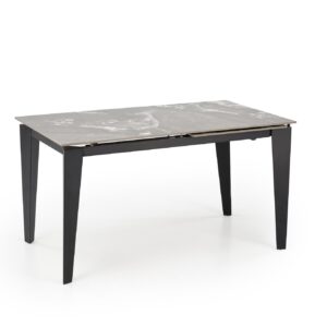 Pikendatav söögilaud FELIKS, hall marmor / must