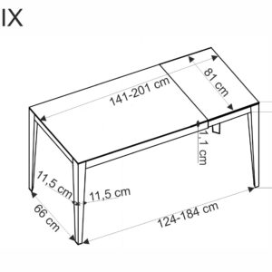 Pikendatav söögilaud FELIKS, hall marmor / must