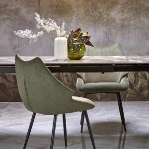 Pikendatav söögilaud FELIKS, hall marmor / must