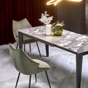 Pikendatav söögilaud FELIKS, hall marmor / must