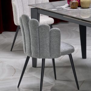 Pikendatav söögilaud FELIKS, hall marmor / must