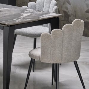 Pikendatav söögilaud FELIKS, hall marmor / must