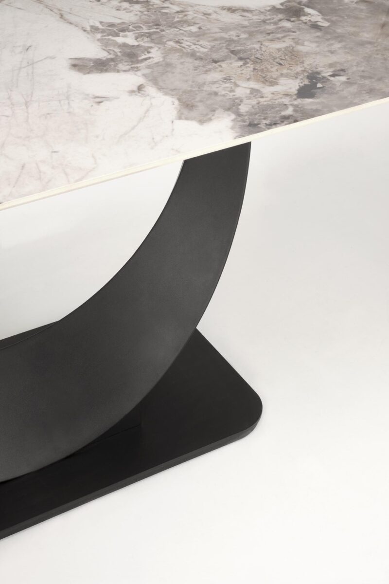 Pikendatav Söögilaud FERNANDO, valge marmor / must