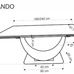 Pikendatav Söögilaud FERNANDO, valge marmor / must