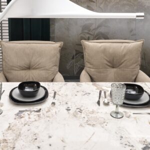 Pikendatav Söögilaud FERNANDO, valge marmor / must