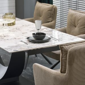 Pikendatav Söögilaud FERNANDO, valge marmor / must