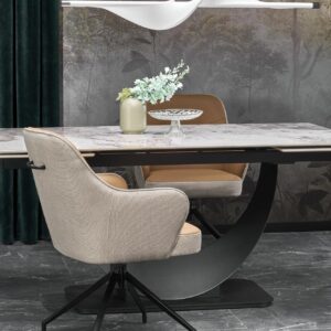 Pikendatav Söögilaud FERNANDO, valge marmor / must