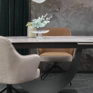 Pikendatav Söögilaud FERNANDO, valge marmor / must