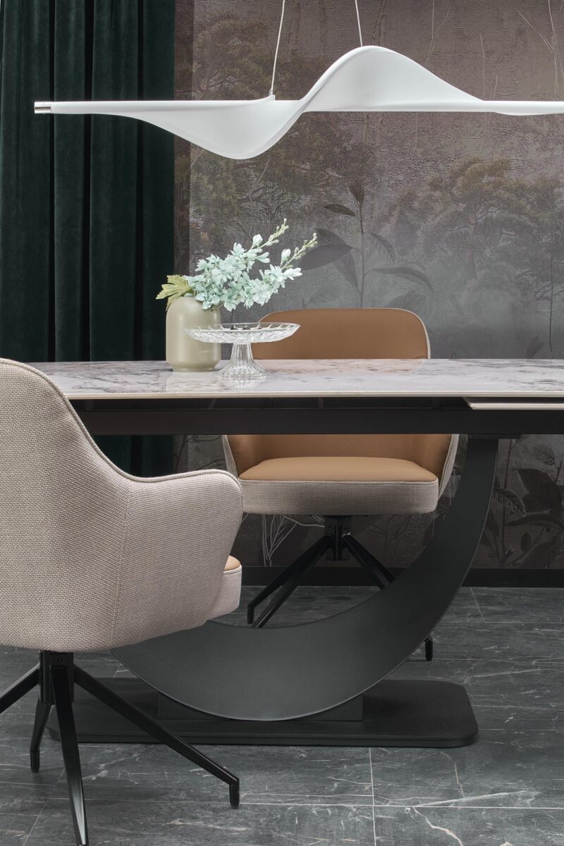 Pikendatav Söögilaud FERNANDO, valge marmor / must