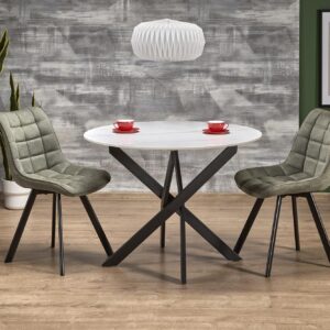 Söögilaud EDGAR 2, valge marmor / must