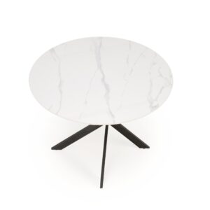 Söögilaud EDGAR 2, valge marmor / must