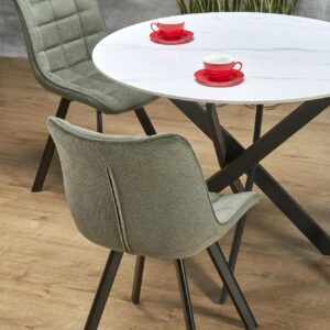 Söögilaud EDGAR 2, valge marmor / must