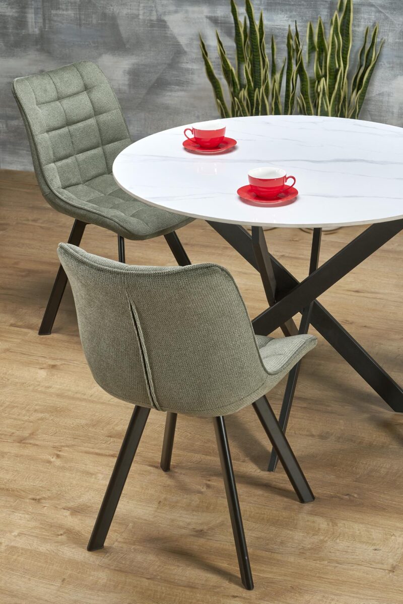 Söögilaud EDGAR 2, valge marmor / must