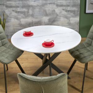 Söögilaud EDGAR 2, valge marmor / must