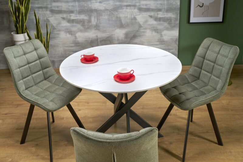 Söögilaud EDGAR 2, valge marmor / must