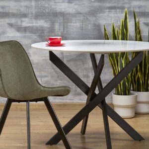 Söögilaud EDGAR 2, valge marmor / must