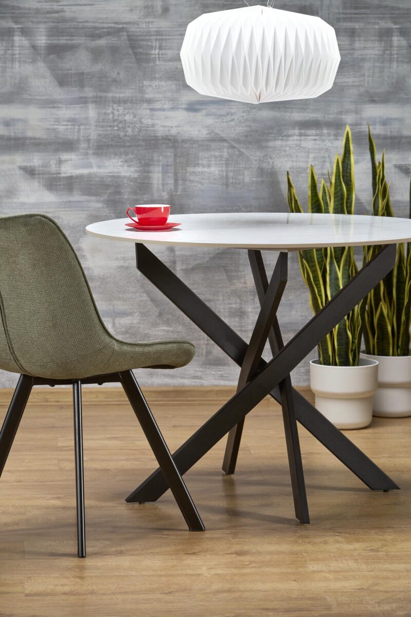 Söögilaud EDGAR 2, valge marmor / must