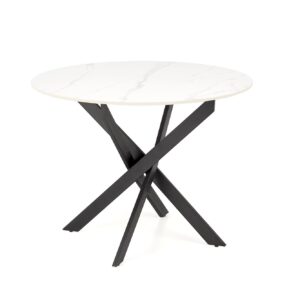 Söögilaud EDGAR 2, valge marmor / must