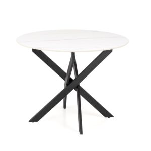 Söögilaud EDGAR 2, valge marmor / must