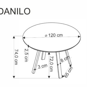 Söögilaud DANILO, pähkel / must