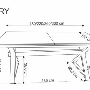 Pikendatav söögilaud HENRY, looduslik / must