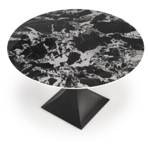 Söögilaud MANVIL, ümmargune, must marmor / must