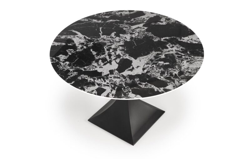 Söögilaud MANVIL, ümmargune, must marmor / must