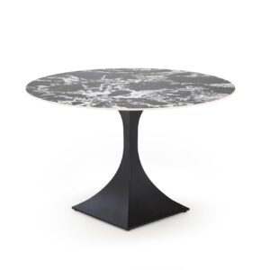 Söögilaud MANVIL, ümmargune, must marmor / must