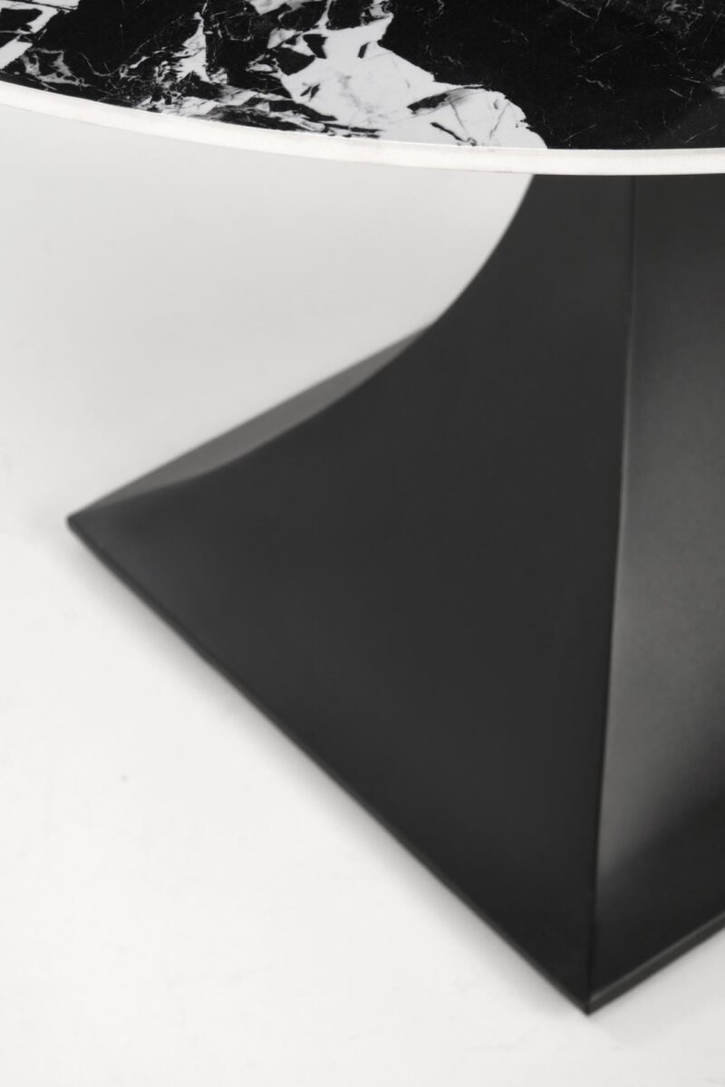 Söögilaud MANVIL, ümmargune, must marmor / must