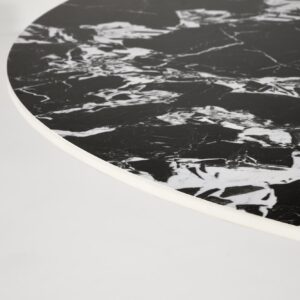 Söögilaud MANVIL, ümmargune, must marmor / must