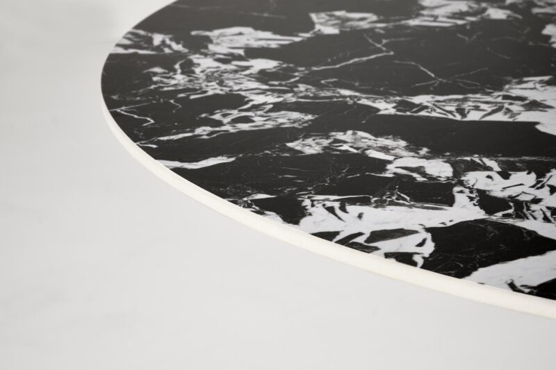 Söögilaud MANVIL, ümmargune, must marmor / must