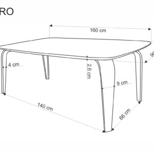 Söögilaud PEDRAN, pähklipuu / must