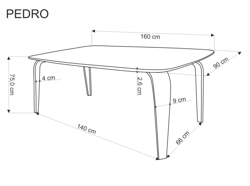 Söögilaud PEDRAN, pähklipuu / must