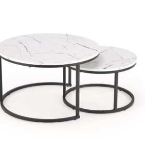 Kohvilaua komplekt JAVA, valge marmor / must