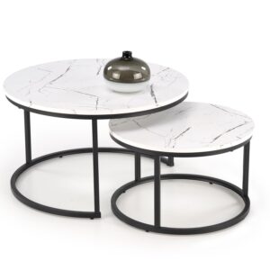 Kohvilaua komplekt JAVA, valge marmor / must