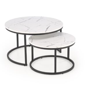 Kohvilaua komplekt JAVA, valge marmor / must