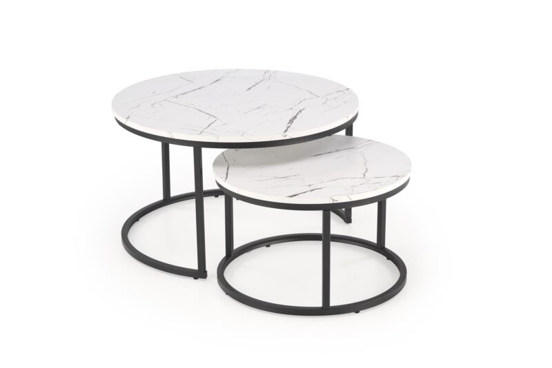 Kohvilaua komplekt JAVA, valge marmor / must