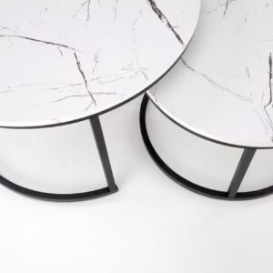 Kohvilaua komplekt JAVA, valge marmor / must