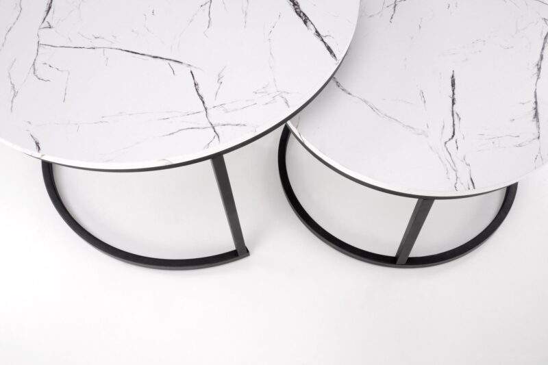 Kohvilaua komplekt JAVA, valge marmor / must