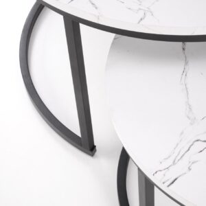 Kohvilaua komplekt JAVA, valge marmor / must